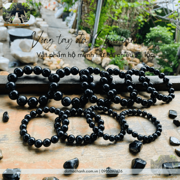 vòng tay đá Obsidian đen