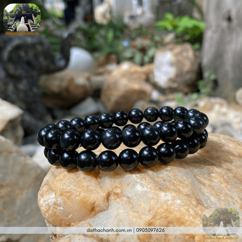 Vòng tay đá obsidian đen vật phẩm hộ mệnh trừ tà, chiêu tài lộc 31 vòng tay đá Obsidian đen