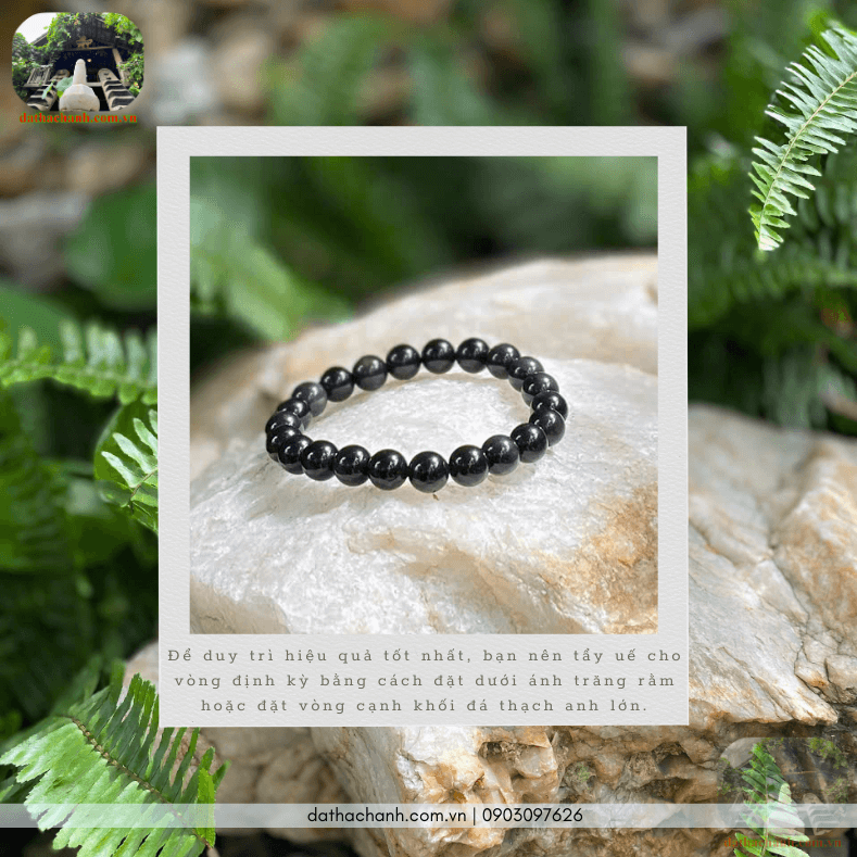 Vòng tay đá obsidian đen vật phẩm hộ mệnh trừ tà, chiêu tài lộc 32 vòng tay đá Obsidian đen