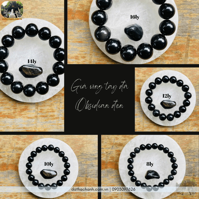 Vòng tay đá obsidian đen vật phẩm hộ mệnh trừ tà, chiêu tài lộc 33 vòng tay đá Obsidian đen