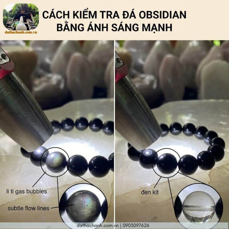 vòng tay đá Obsidian đen
