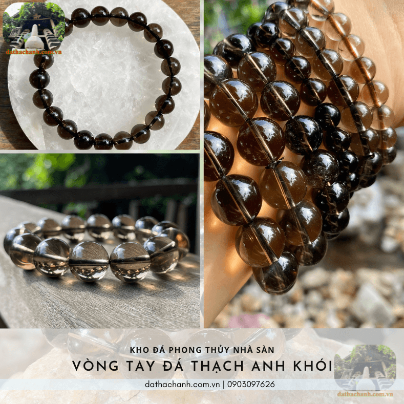 Vòng tay đá thạch anh khói tự nhiên 34 vòng tay đá thạch anh khói