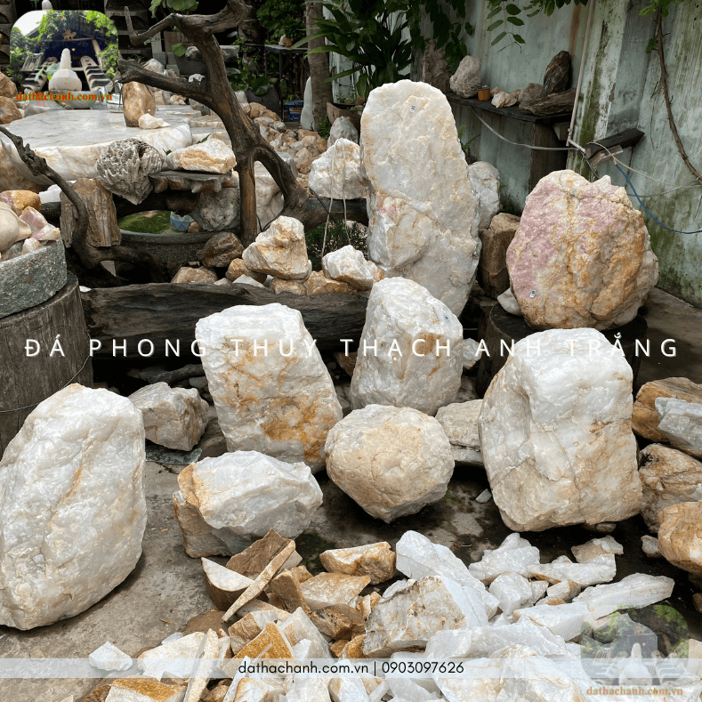 Đá phong thuỷ thạch anh trắng kích hoạt năng lượng, hóa giải trạch khí xấu 69 đá phong thủy thạch anh trắng