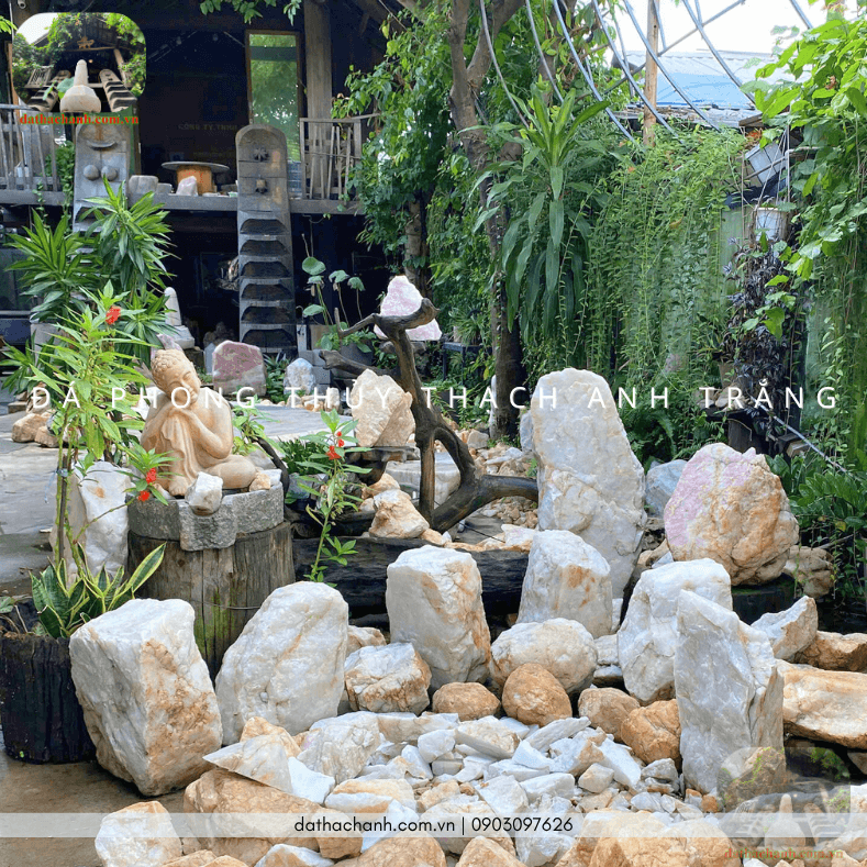 Đá phong thuỷ thạch anh trắng kích hoạt năng lượng, hóa giải trạch khí xấu 49 đá phong thủy thạch anh trắng