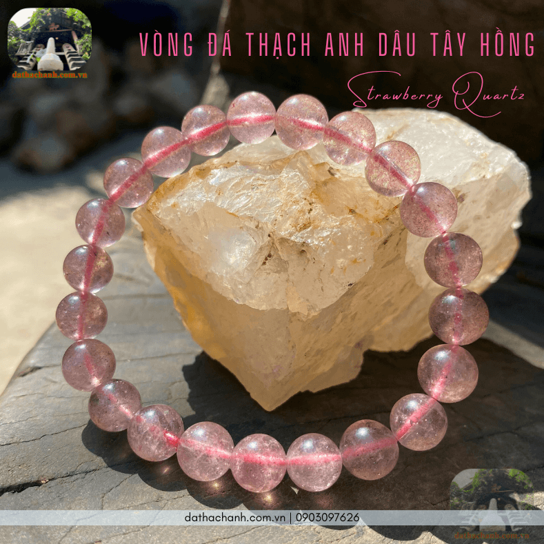 Đá thạch anh dâu tây hồng viên ngọc của hạnh phúc và bình an 30 đá thạch anh dâu tây hồng