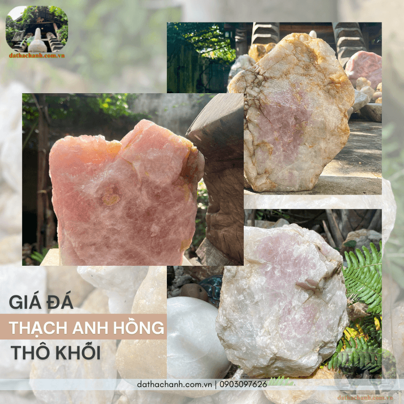 Thạch anh hồng thô trang trí, trấn trạch, hóa giải khí xấu 37 thạch anh hồng thô