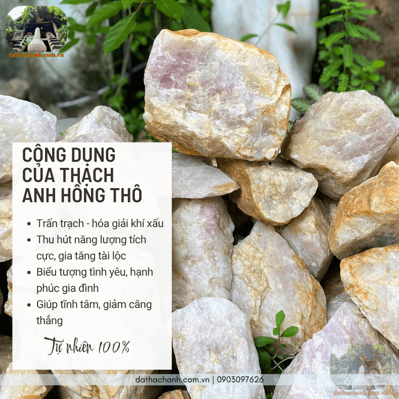 Thạch anh hồng thô trang trí, trấn trạch, hóa giải khí xấu 29 thạch anh hồng thô