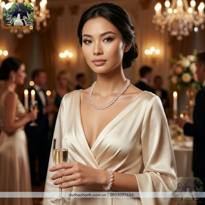 vòng cổ thạch anh trắng