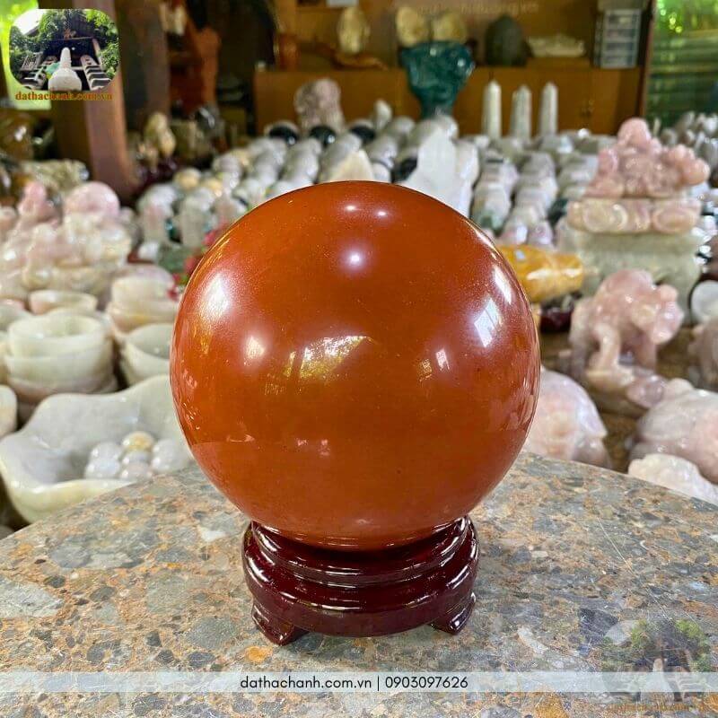 Quả cầu đá ngọc bích đỏ (Jasper) - Kích hoạt tài lộc cho bàn làm việc 33 quả cầu đá ngọc bích đỏ