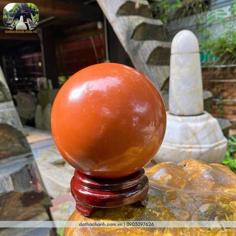 Quả cầu đá ngọc bích đỏ (Jasper) - Kích hoạt tài lộc cho bàn làm việc 29 quả cầu đá ngọc bích đỏ tự nhiên