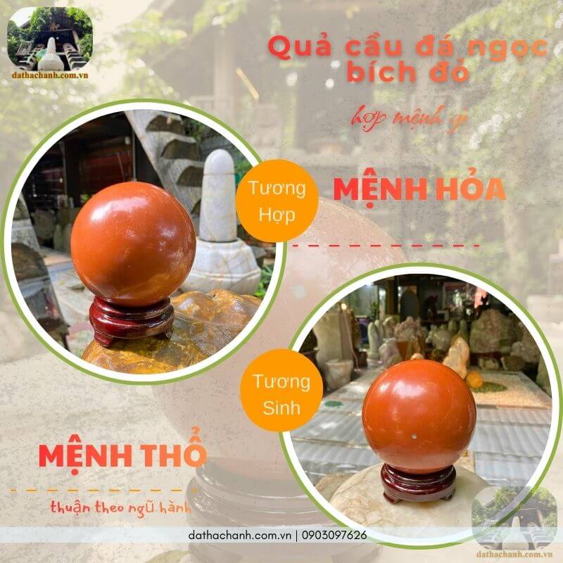 Quả cầu đá ngọc bích đỏ (Jasper) - Kích hoạt tài lộc cho bàn làm việc 35 quả cầu đá ngọc bích đỏ