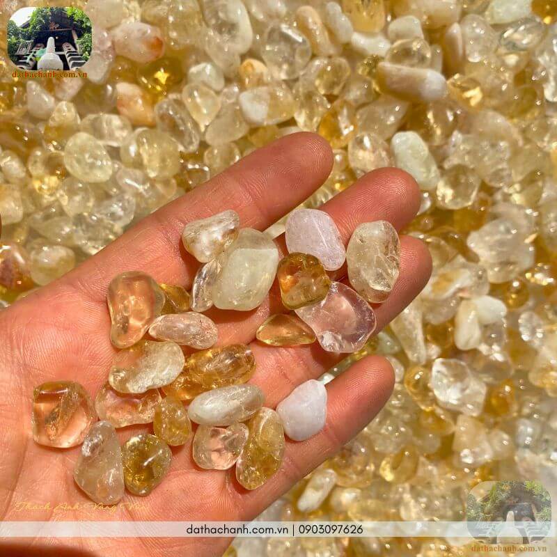 Thạch anh vàng vụn bóng tự nhiên 45 thạch anh vàng vụn