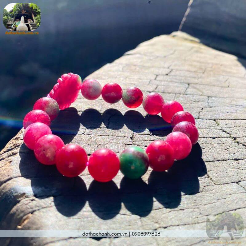 Vòng đá ruby hồng nam phi mix hồ ly (10ly) thu hút vượng khí, gắn kết nhân duyên 20 vòng đá ruby hồng