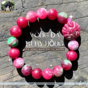 vòng đá ruby hồng mix hồ ly