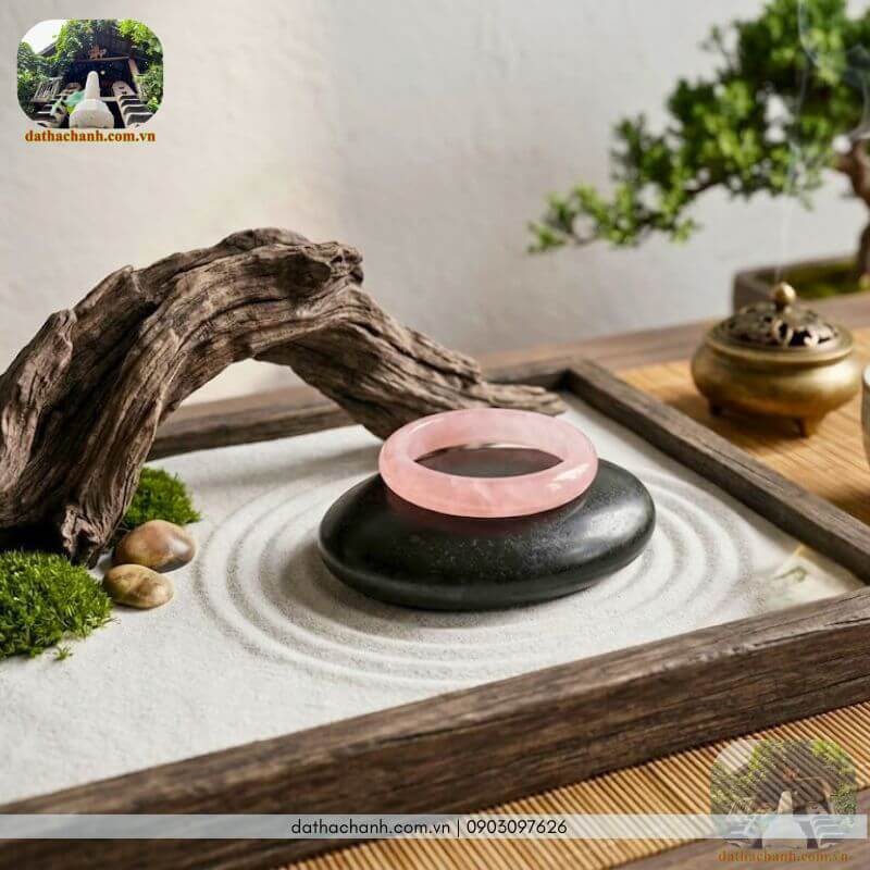 Vòng tay thạch anh hồng liền khối 28 vòng tay thạch anh hồng liền khối