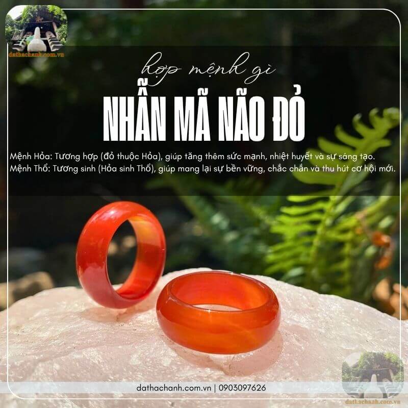 Nhẫn mã não đỏ phong thủy – Tăng vận khí, hút tài lộc 38 nhẫn mã não đỏ