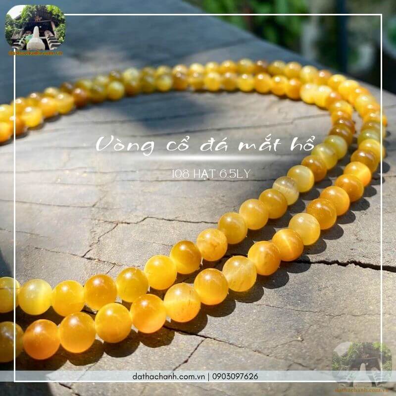 Vòng cổ đá mắt hổ 108 hạt 6.5ly tự nhiên 28 vòng cổ đá mắt hổ 108 hạt 6.5ly