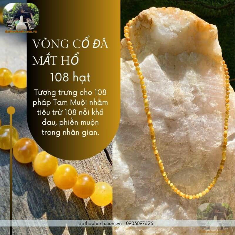 Vòng cổ đá mắt hổ 108 hạt 6.5ly tự nhiên 29 vòng cổ đá mắt hổ 108 hạt 6.5ly