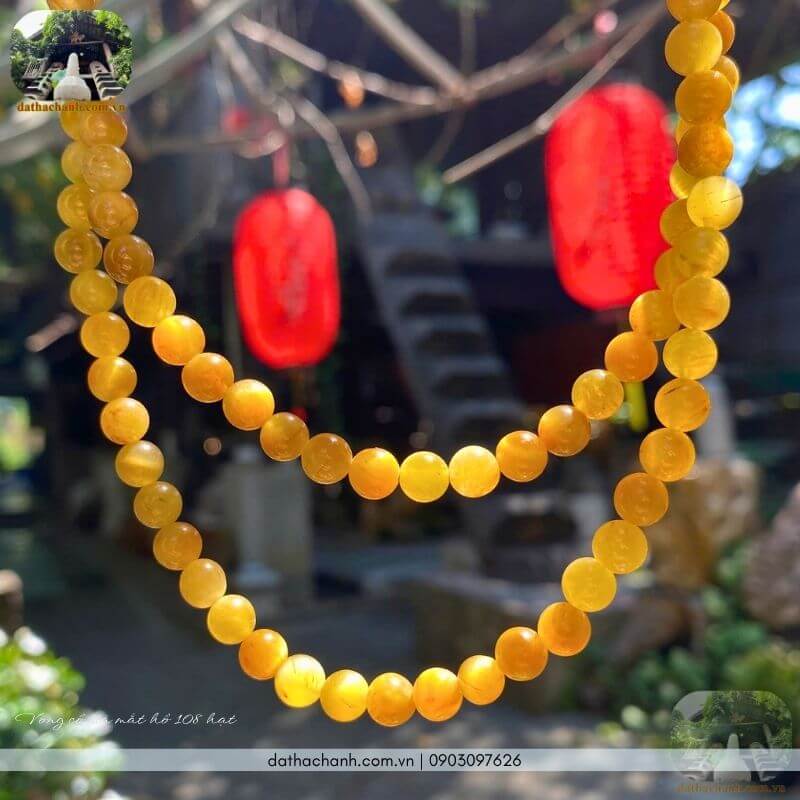 Vòng cổ đá mắt hổ 108 hạt 6.5ly tự nhiên 27 vòng cổ đá mắt hổ 108 hạt 6.5ly