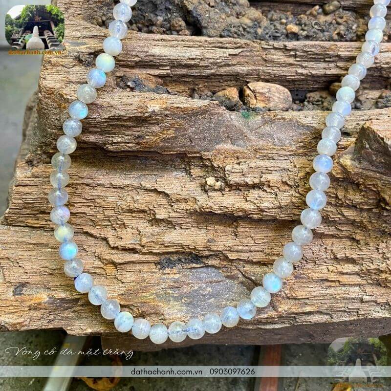 Vòng cổ đá mặt trăng 7ly (88 hạt) tự nhiên 24 vòng cổ đá mặt trăng