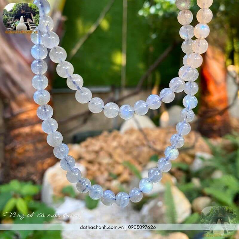 Vòng cổ đá mặt trăng 7ly (88 hạt) tự nhiên 25 vòng cổ đá mặt trăng