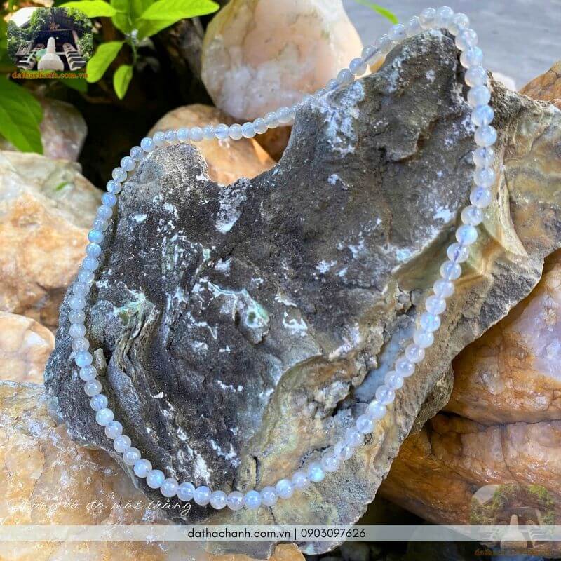 Vòng cổ đá mặt trăng 7ly (88 hạt) tự nhiên 26 vòng cổ đá mặt trăng