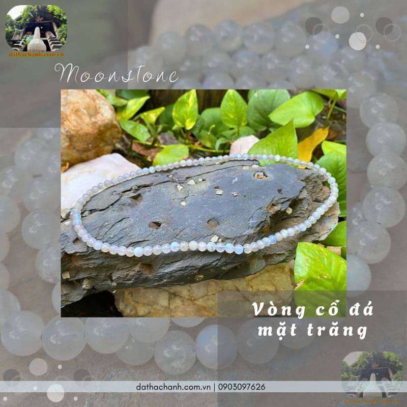 Vòng cổ đá mặt trăng 7ly (88 hạt) tự nhiên 30 vòng cổ đá mặt trăng