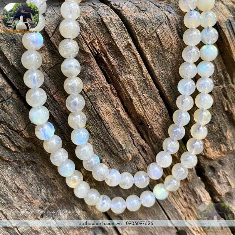 Vòng cổ đá mặt trăng 7ly (88 hạt) tự nhiên 29 vòng cổ đá mặt trăng