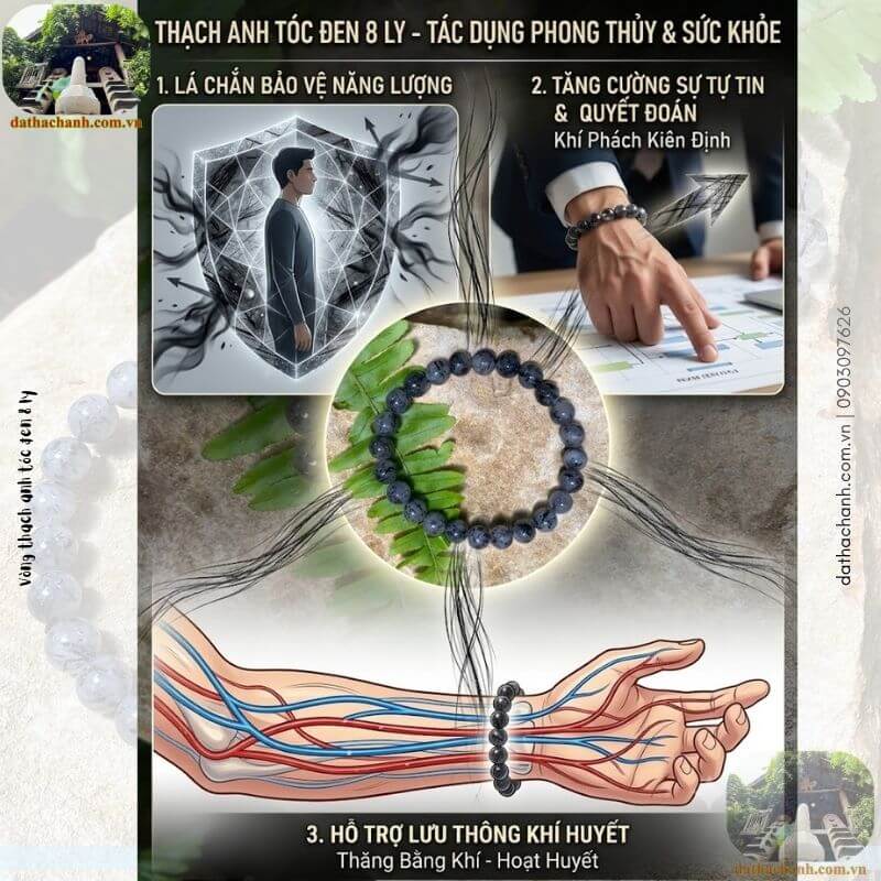 thạch anh tóc đen 8 ly