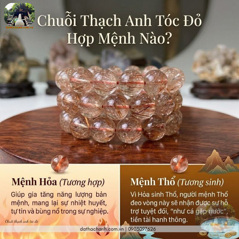 chuỗi thạch anh tóc đỏ