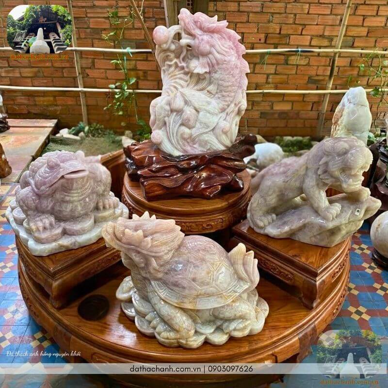 đá thạch anh hồng nguyên khối
